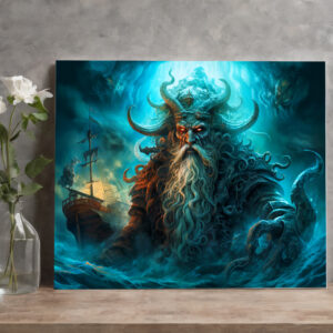 raxxa Canva: Sea God Rising from Ocean Fantasy Painting