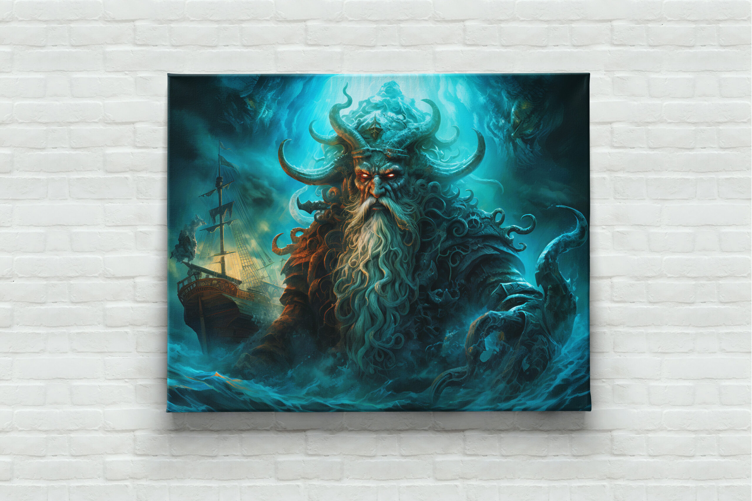 raxxa Canva: Sea God Rising from Ocean Fantasy Painting – Bild 3
