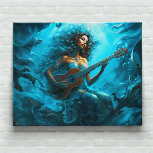 raxxa Canva: Mermaid Playing Guitar Underwater Fantasy Painting