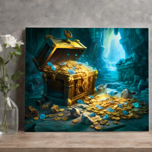 raxxa Canva: Treasure Chest in Cave Light Fantasy Painting