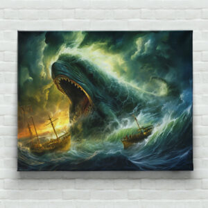 raxxa Canva: Sea Monster Emerging from Waves Fantasy Painting