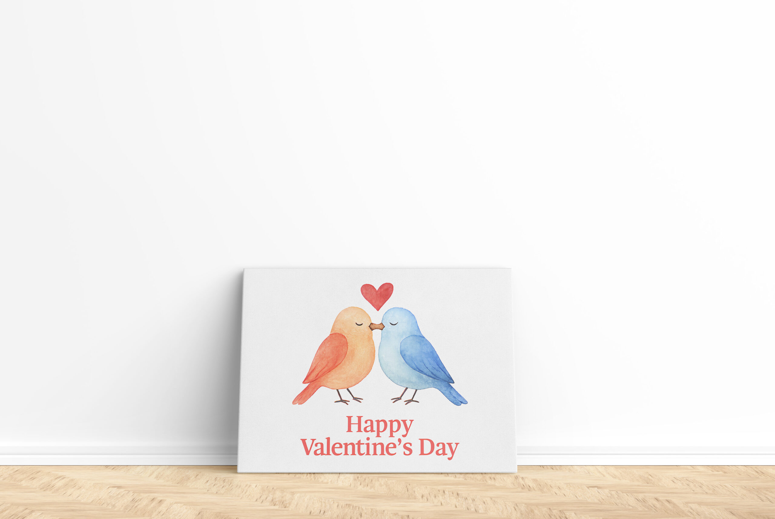 raxxa Canva: Watercolor Lovebirds with Heart Valentine’s Day Illustration – Bild 2