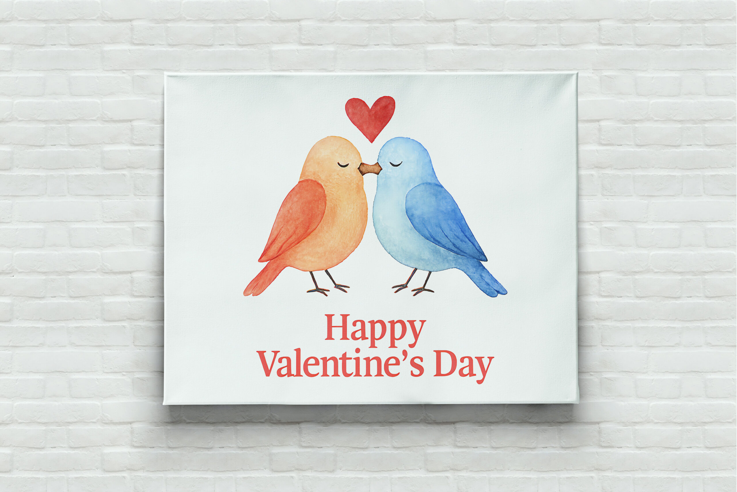raxxa Canva: Watercolor Lovebirds with Heart Valentine’s Day Illustration – Bild 3