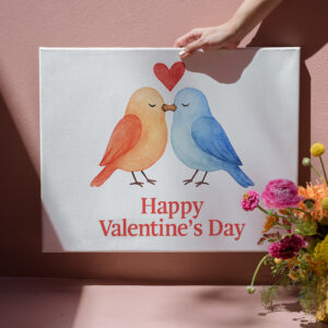 raxxa Canva: Watercolor Lovebirds with Heart Valentine’s Day Illustration