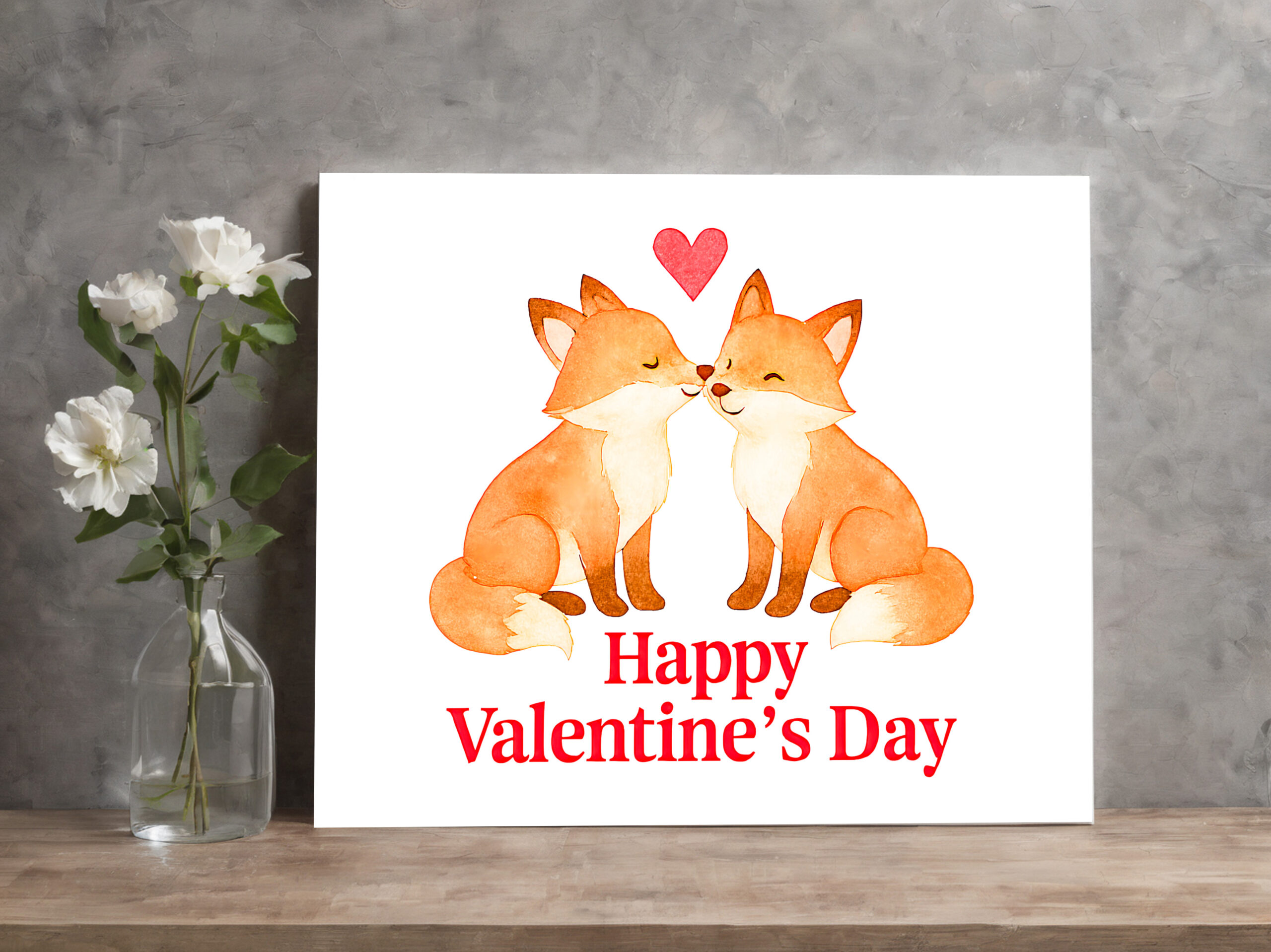 raxxa Canva: Two Foxes with Heart – Valentine’s Day Illustration – Bild 2