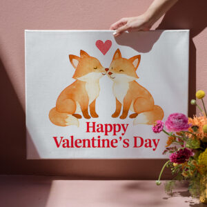 raxxa Canva: Two Foxes with Heart – Valentine’s Day Illustration