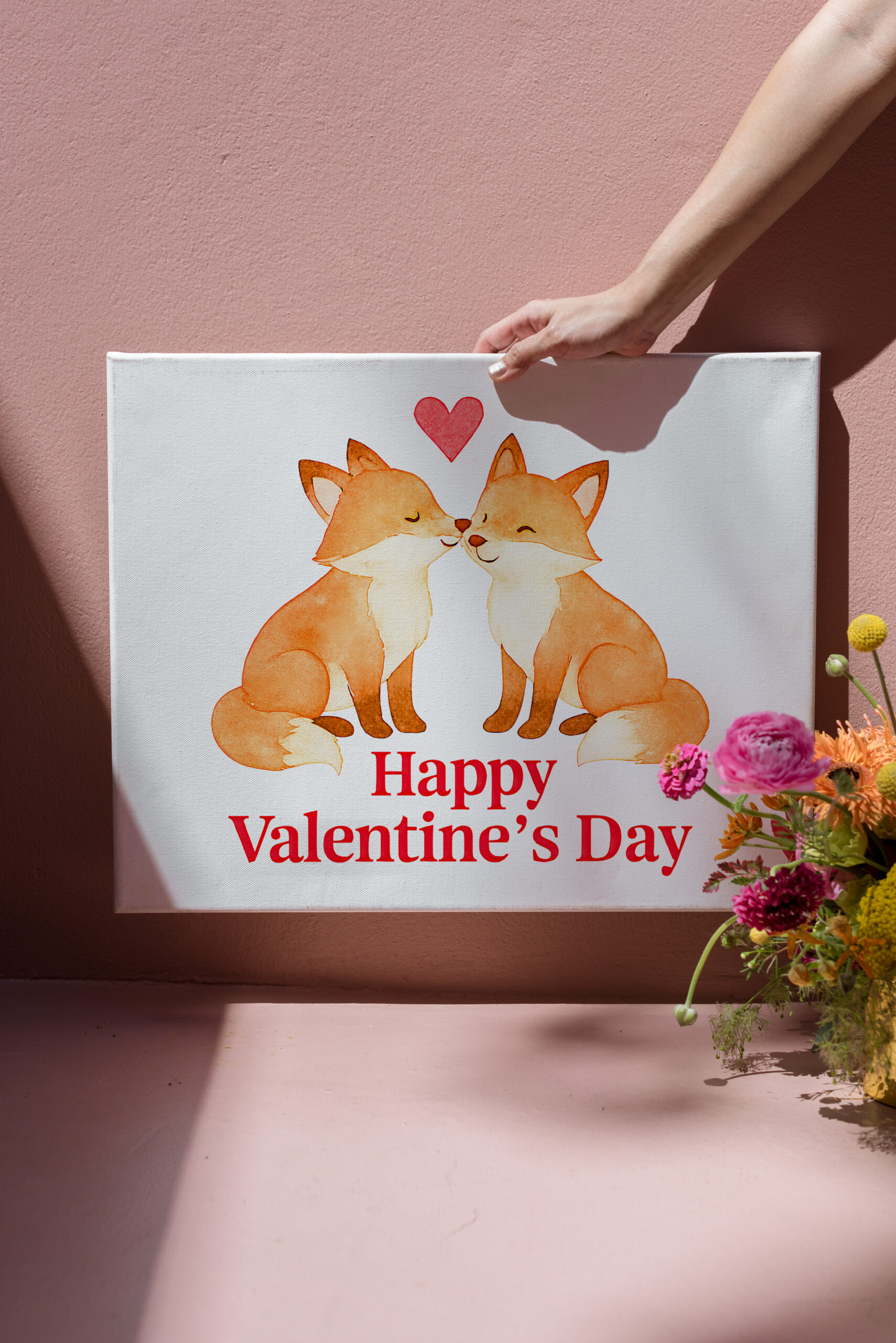 raxxa Canva: Two Foxes with Heart – Valentine’s Day Illustration
