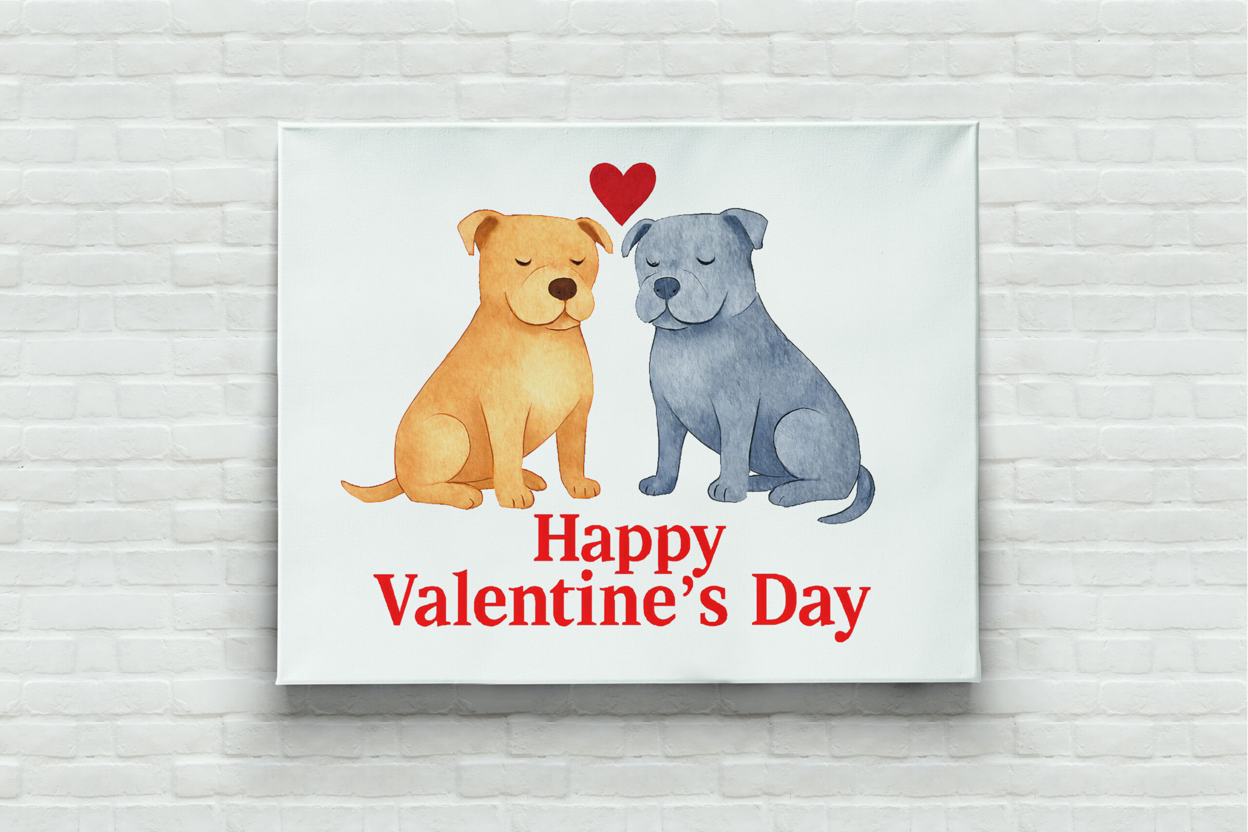 raxxa Canva: Two Dogs with Heart Watercolor Valentine’s Day Illustration – Bild 3