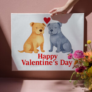 raxxa Canva: Two Dogs with Heart Watercolor Valentine’s Day Illustration