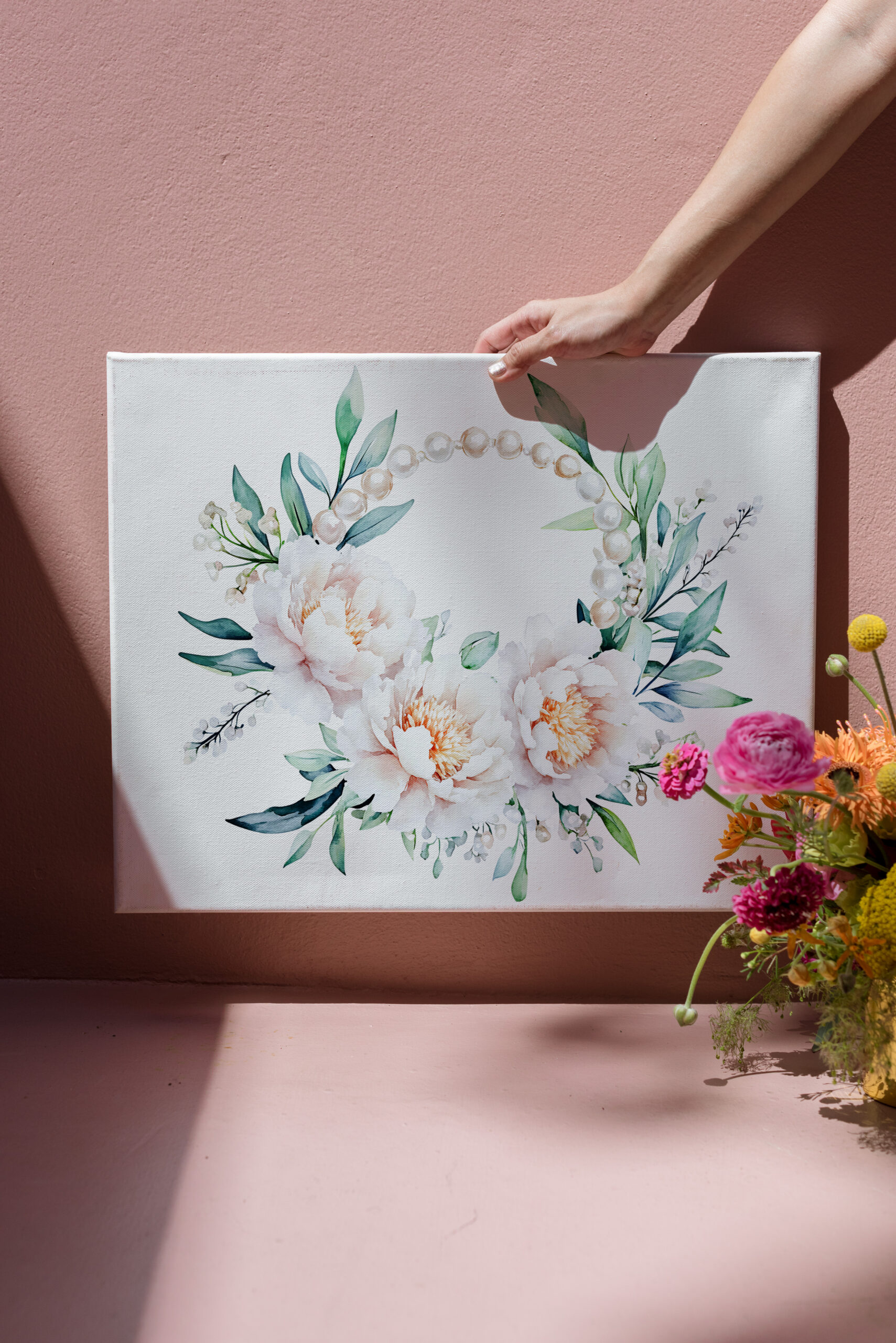 raxxa Canva: Floral Wreath with Peonies Elegant Valentine’s Day Illustration – Image 3