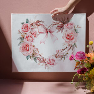 raxxa Canva: Heart-Shaped Rose Wreath Romantic Valentine’s Day Illustration