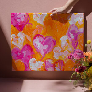 raxxa Canva: Painted Hearts Vibrant Abstract Valentine’s Day Background