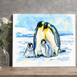 raxxa Canva: Emperor Penguins with Chicks on Ice