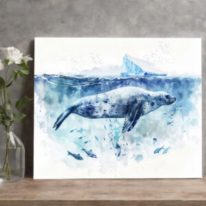 raxxa Canva: Seal Swimming Underwater with Fish