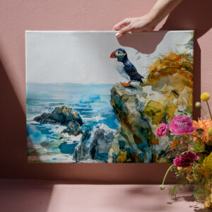raxxa Canva: Puffin on Coastal Cliff