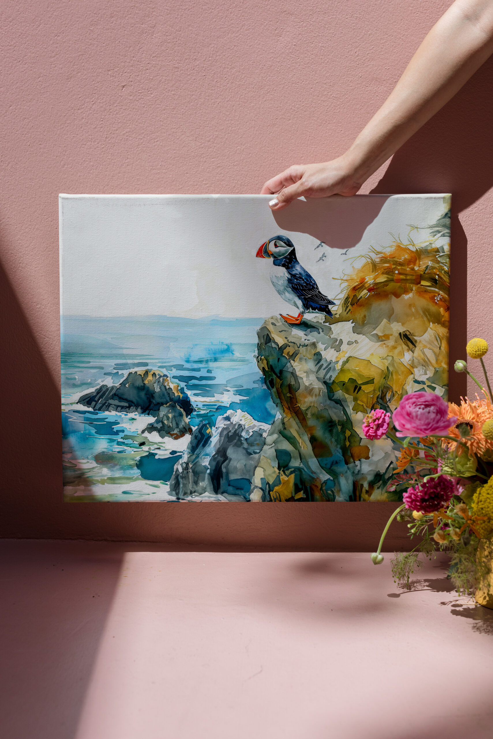 raxxa Canva: Puffin on Coastal Cliff