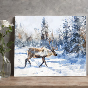 raxxa Canva: Reindeer Walking Through Snowy Forest