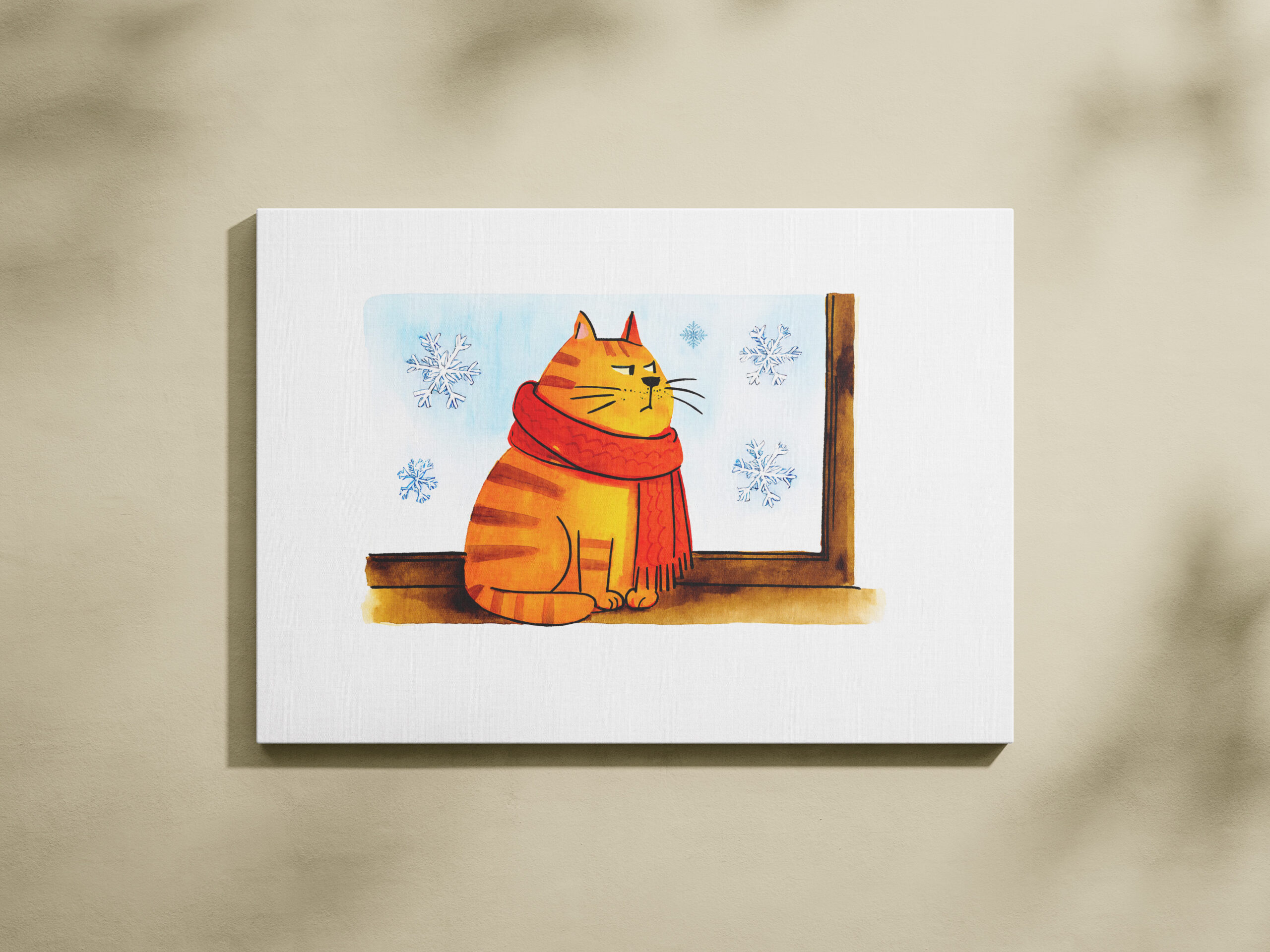 raxxa Canva: Cute Cartoon Cat Sitting at Snowy Window – Image 2