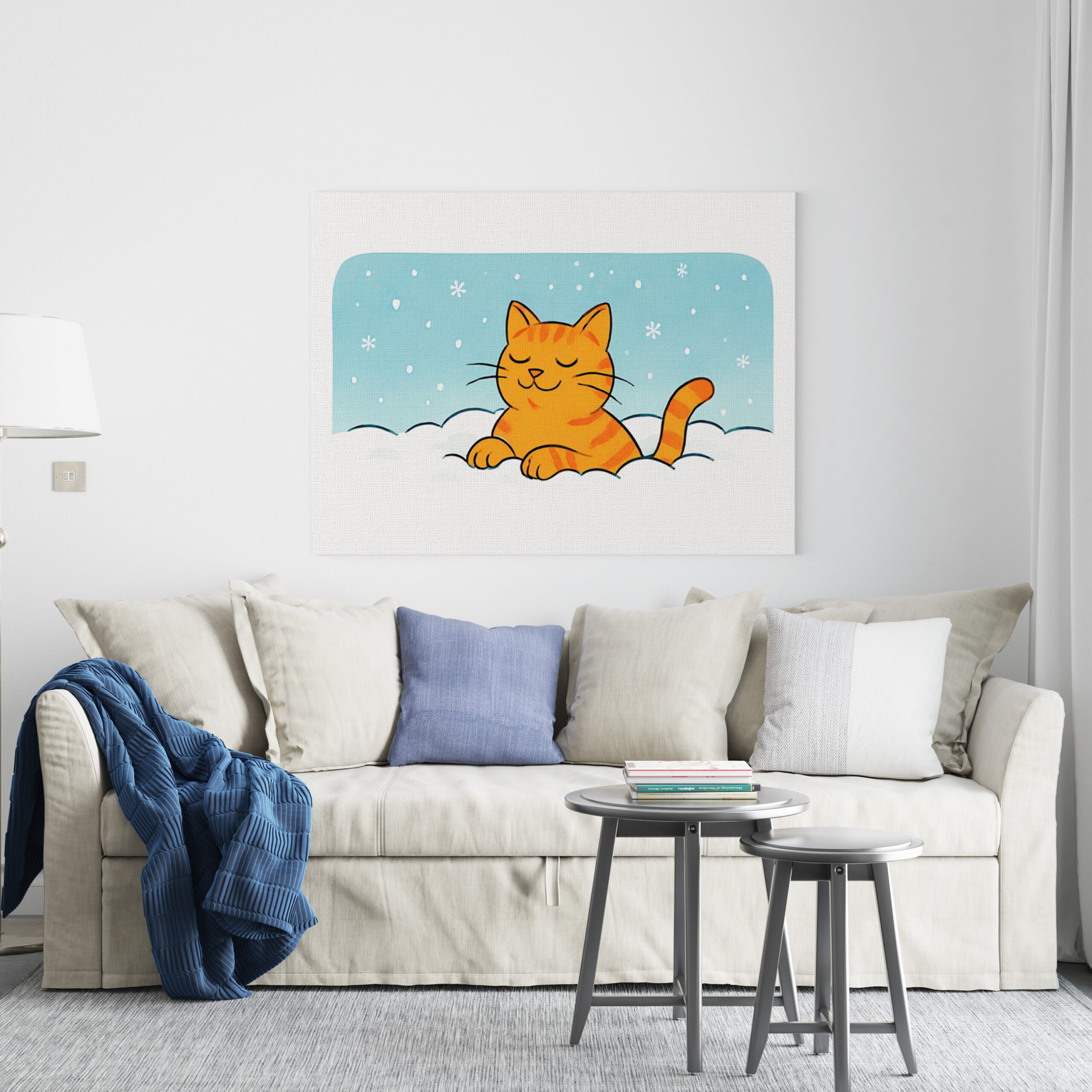raxxa Canva: Cute Cartoon Cat Resting in Winter Snow – Image 2