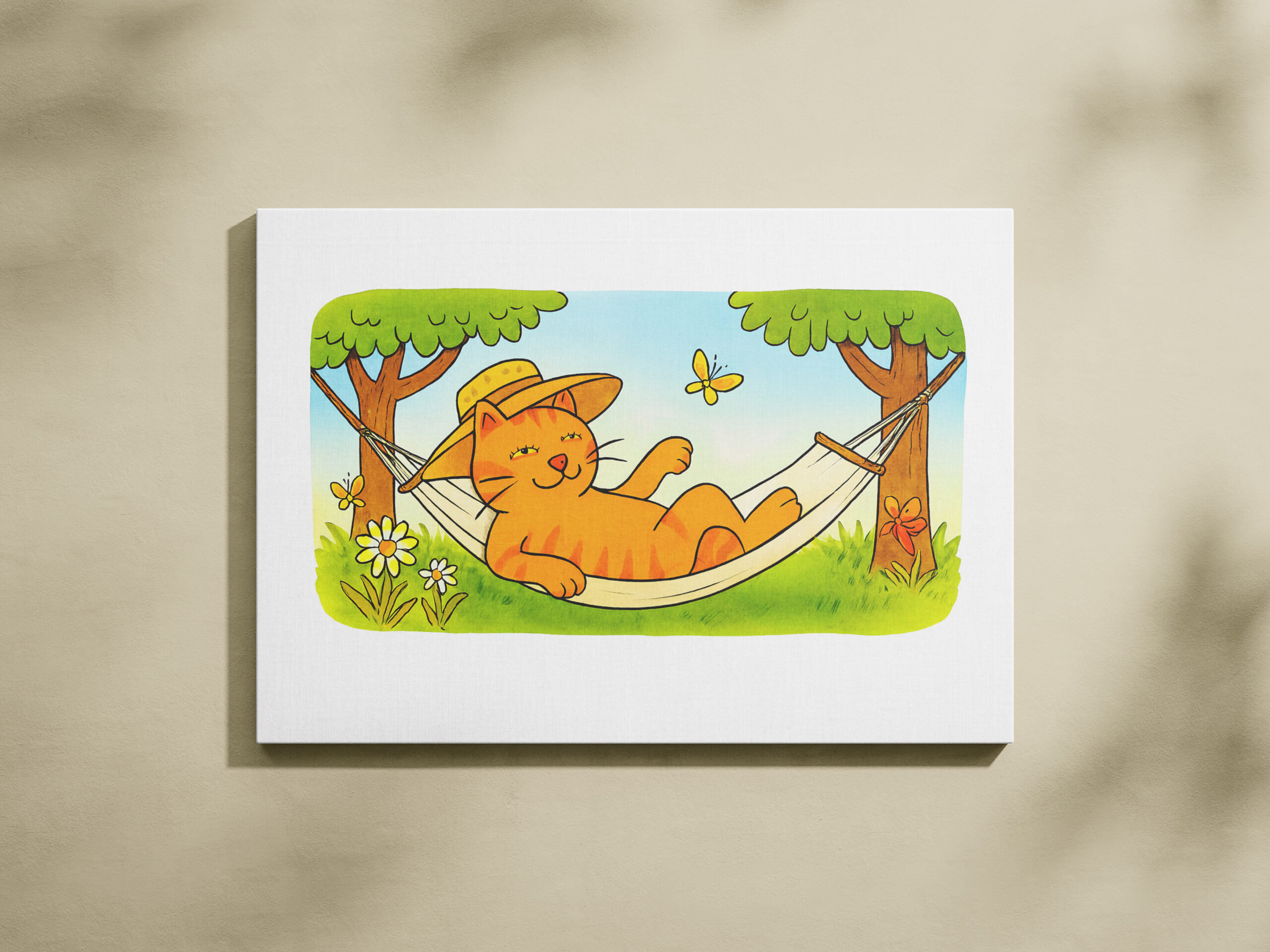 raxxa Canva: Cute Cartoon Cat Relaxing in Garden Hammock – Bild 2