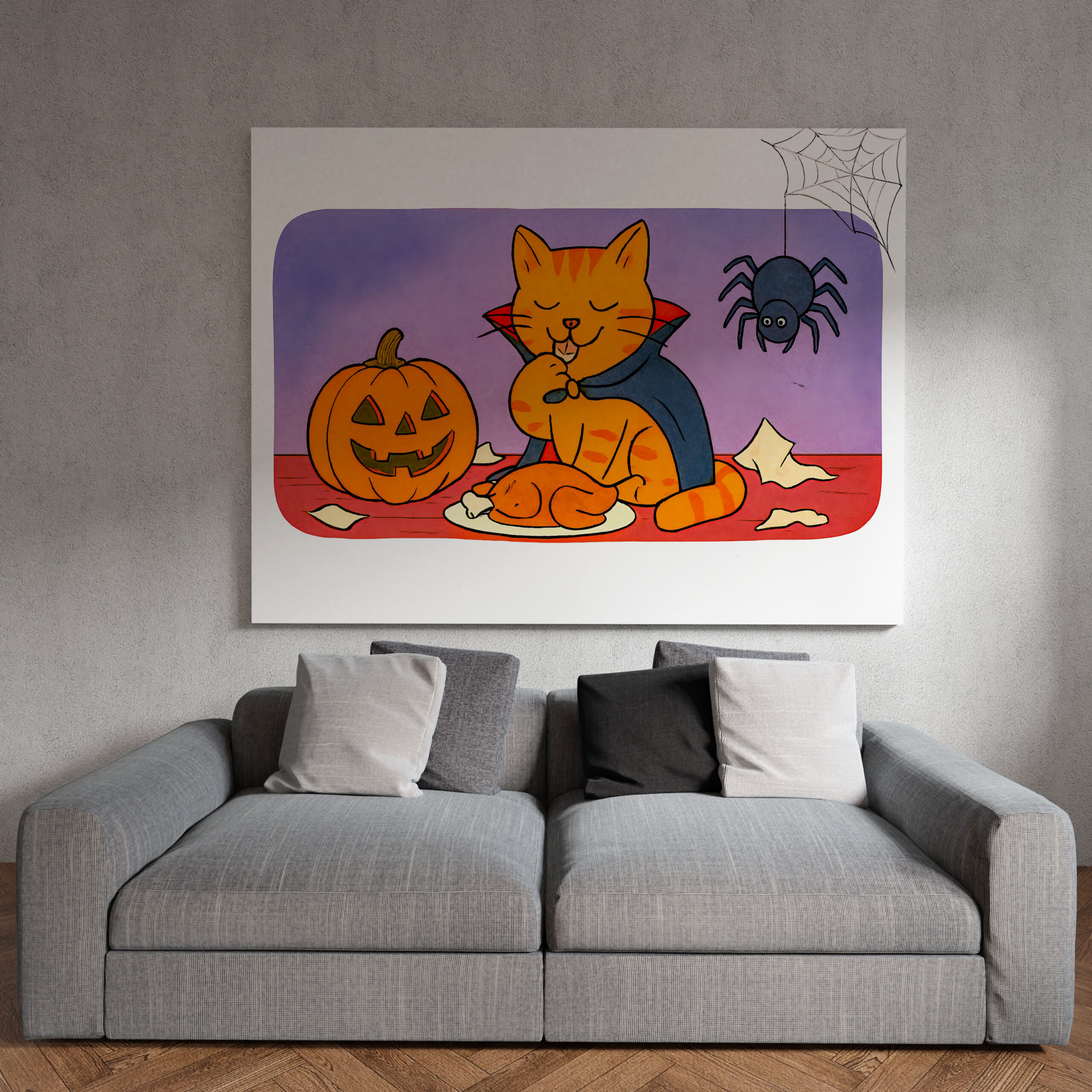 raxxa Canva: Cute Cartoon Cat Dressed as Little Vampire – Bild 2