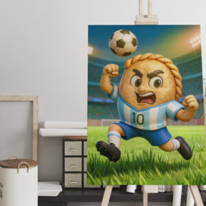 raxxa Canva: Argentinian empanada soccer player jumping for header
