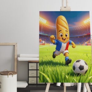 raxxa Canva: French baguette soccer player in stadium action