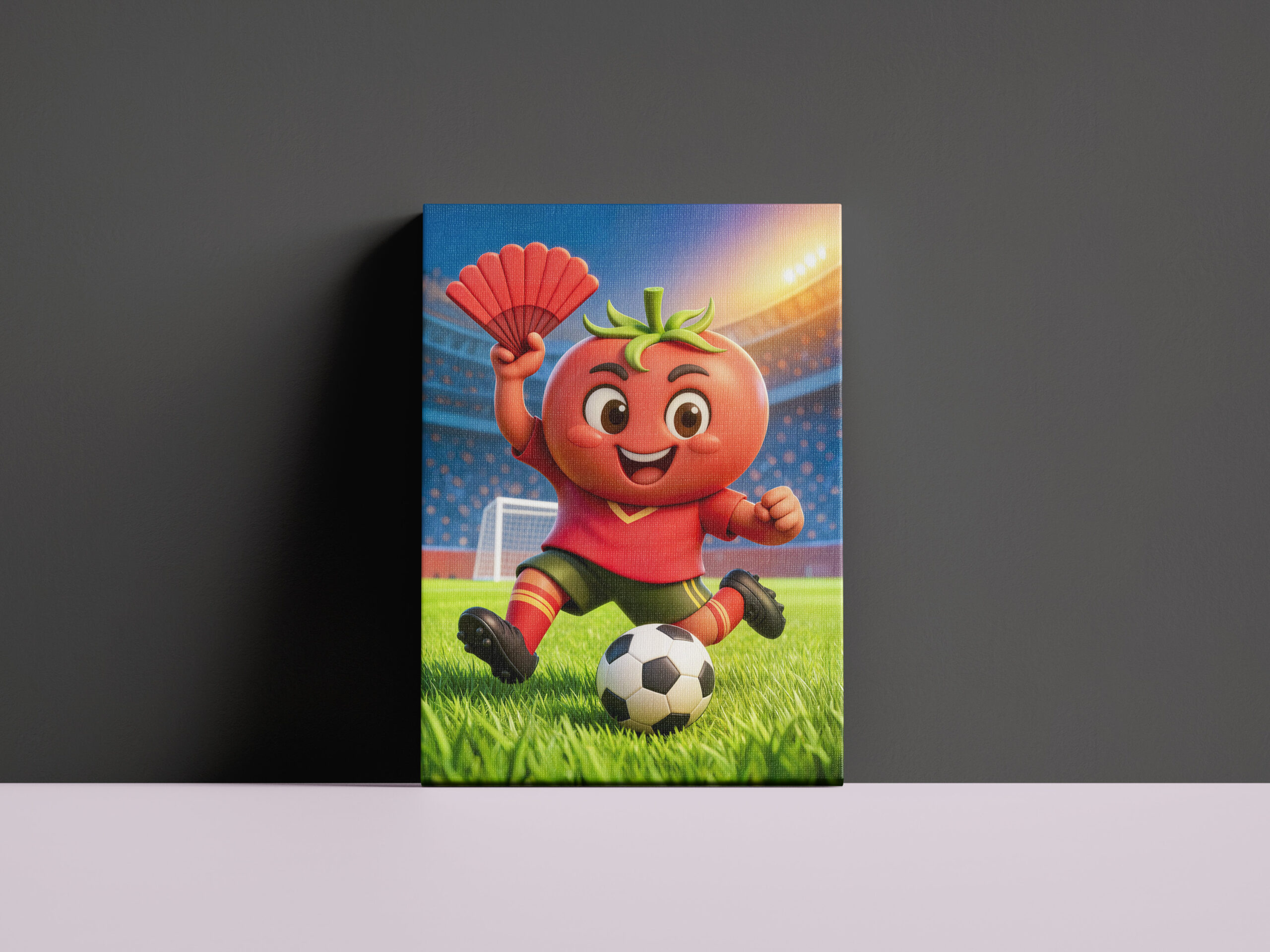 raxxa Canva: Spanish tomato soccer player on vibrant stadium field - immagine 2
