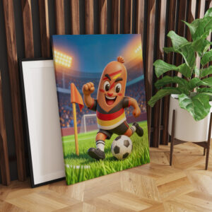 raxxa Canva: German bratwurst soccer player on football field