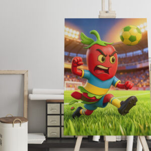 raxxa Canva: Chilean chili pepper soccer player in stadium