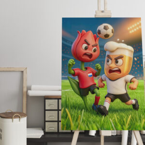 raxxa Canva: Dutch tulip versus German beer glass soccer duel