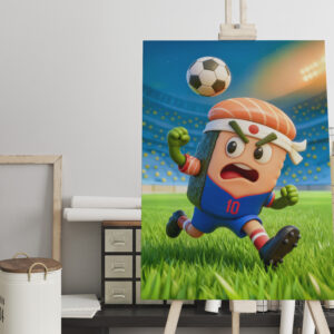 raxxa Canva: Japanese sushi roll soccer player in stadium