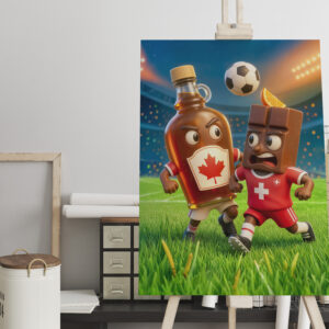 raxxa Canva: Canadian maple syrup versus Swiss chocolate soccer duel