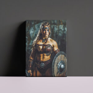 raxxa Canva: Fierce Valkyrie Warrior With Battle Shield