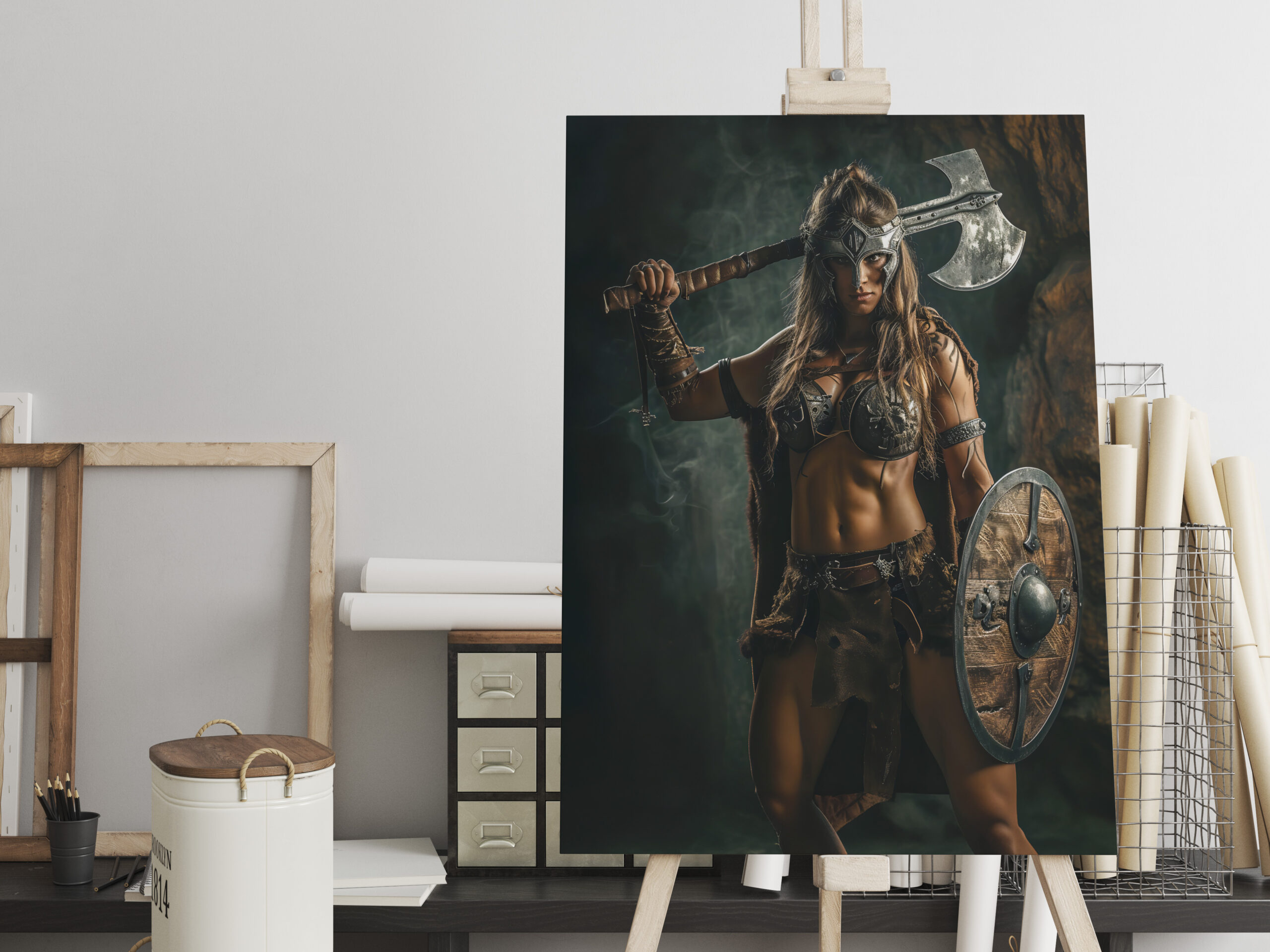 raxxa Canva: Fierce Viking Shieldmaiden With Raised Axe - Image 2