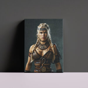 raxxa Canva: Fierce Viking Shieldmaiden Wearing Full Battle Armor