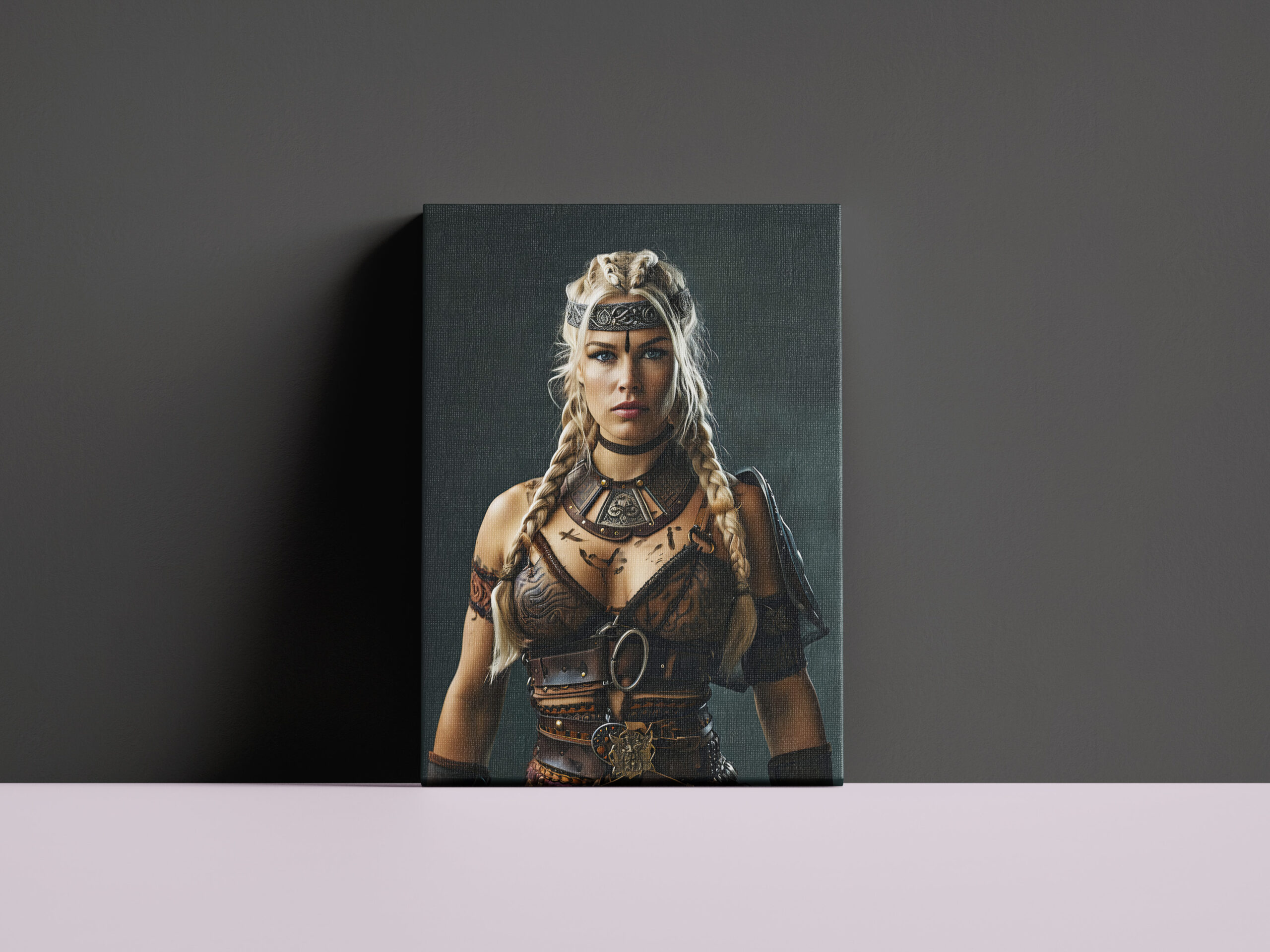 raxxa Canva: Fierce Viking Shieldmaiden Wearing Full Battle Armor
