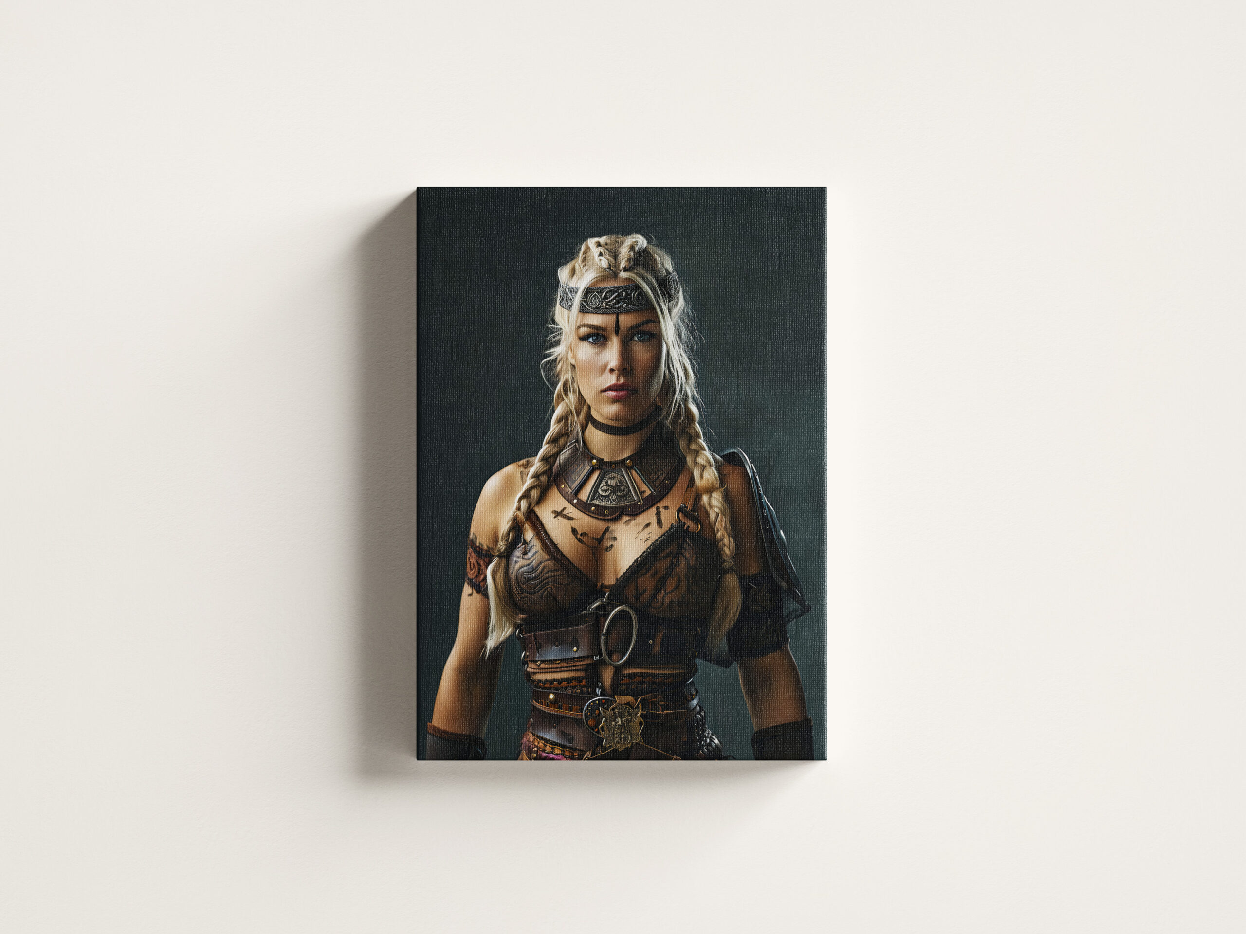 raxxa Canva: Fierce Viking Shieldmaiden Wearing Full Battle Armor - Imagen 3