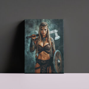 raxxa Canva: Unyielding Nordic Shieldmaiden Armed With Axe And Shield