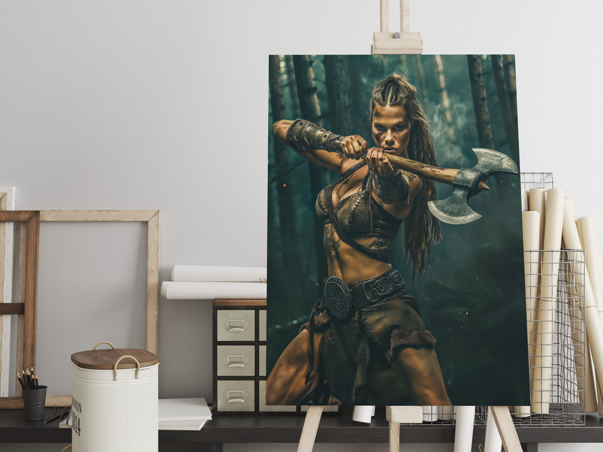raxxa Canva: Relentless Viking Shieldmaiden Wielding Her Battle Axe – Bild 2