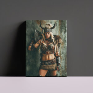 raxxa Canva: Majestic Horned Valkyrie Wielding Her Battle Sword