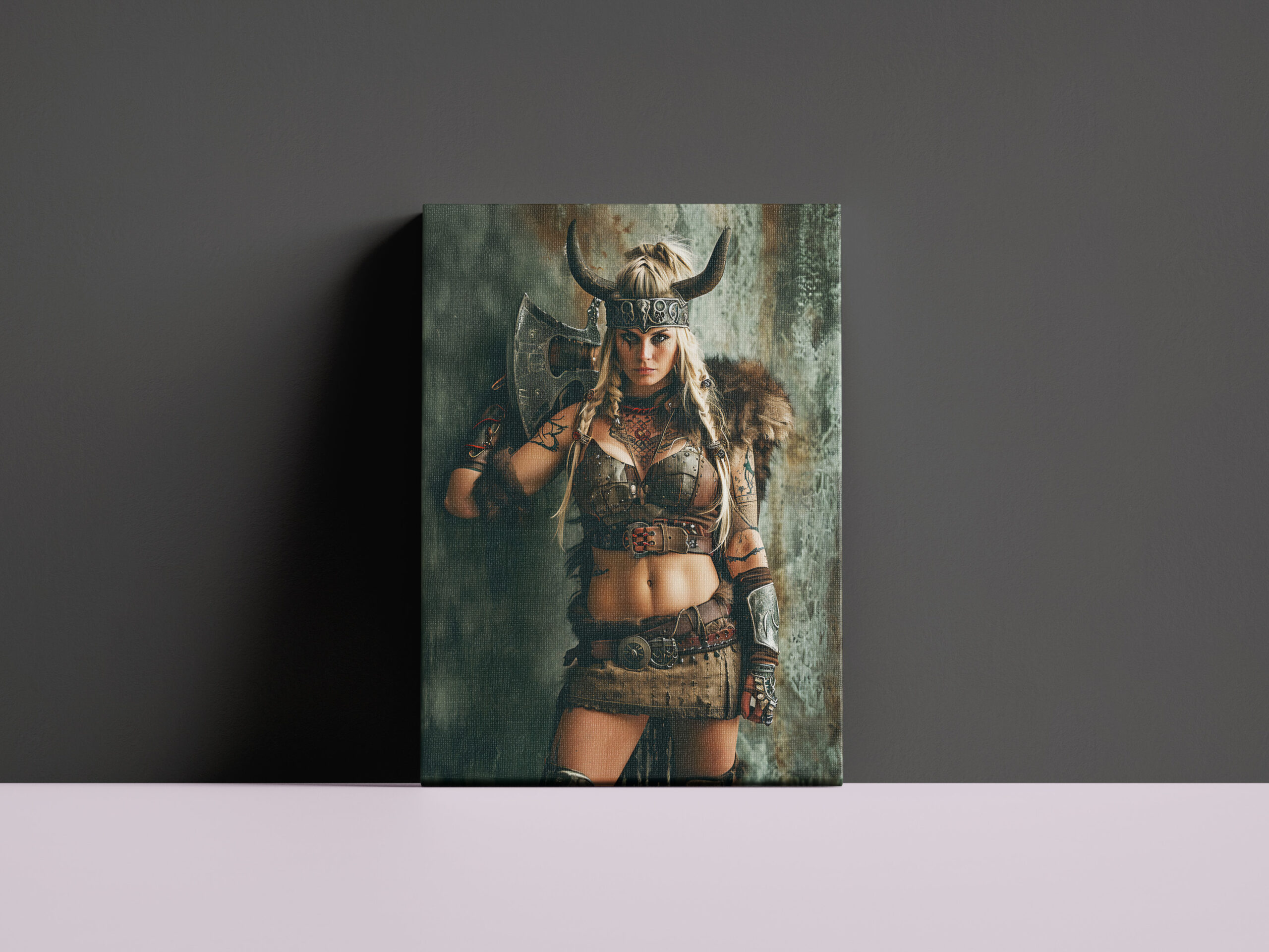 raxxa Canva: Majestic Horned Valkyrie Wielding Her Battle Sword