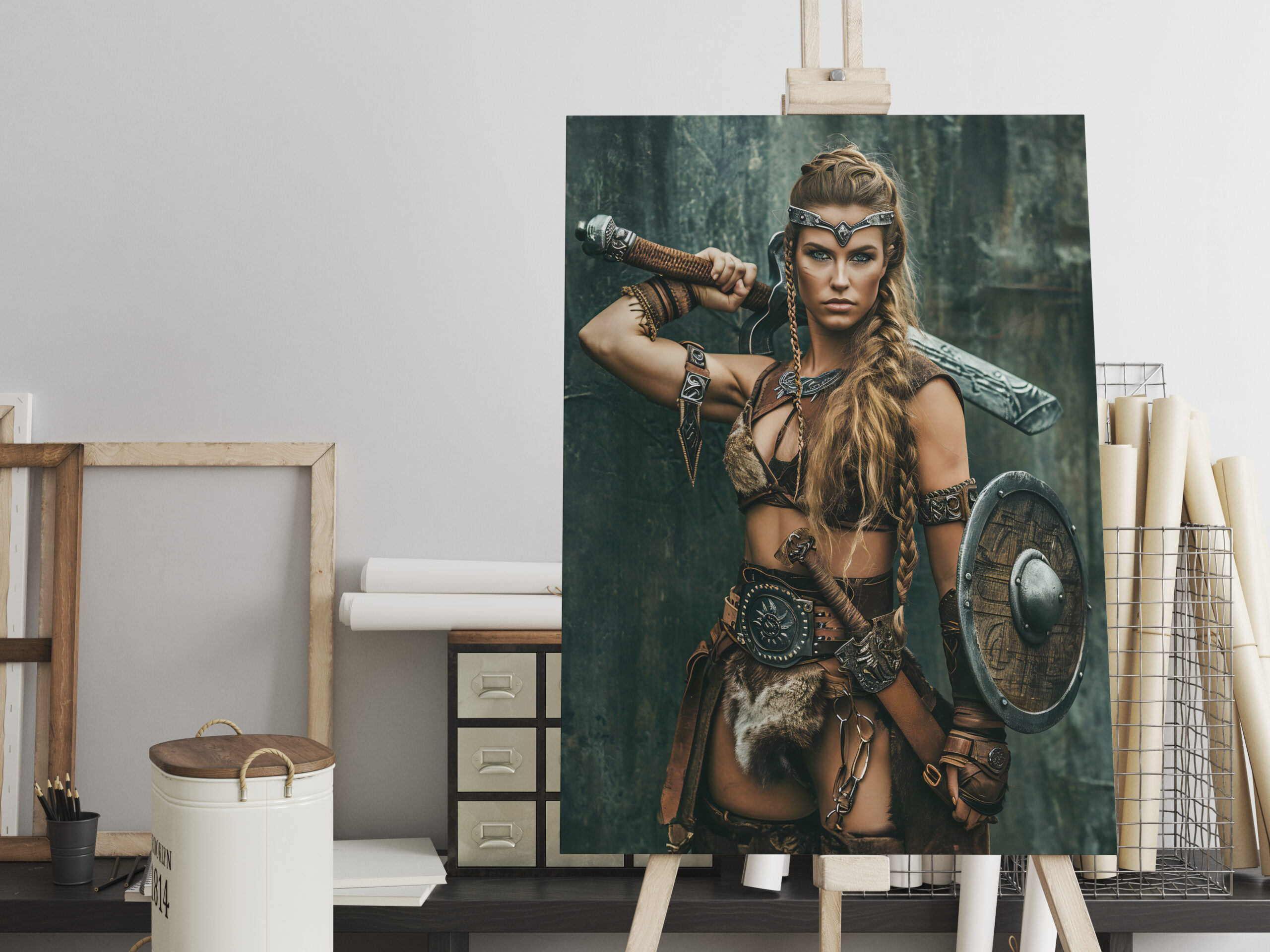 raxxa Canva: Nordic Warrior Woman Holding Her Sword With Determination - immagine 2