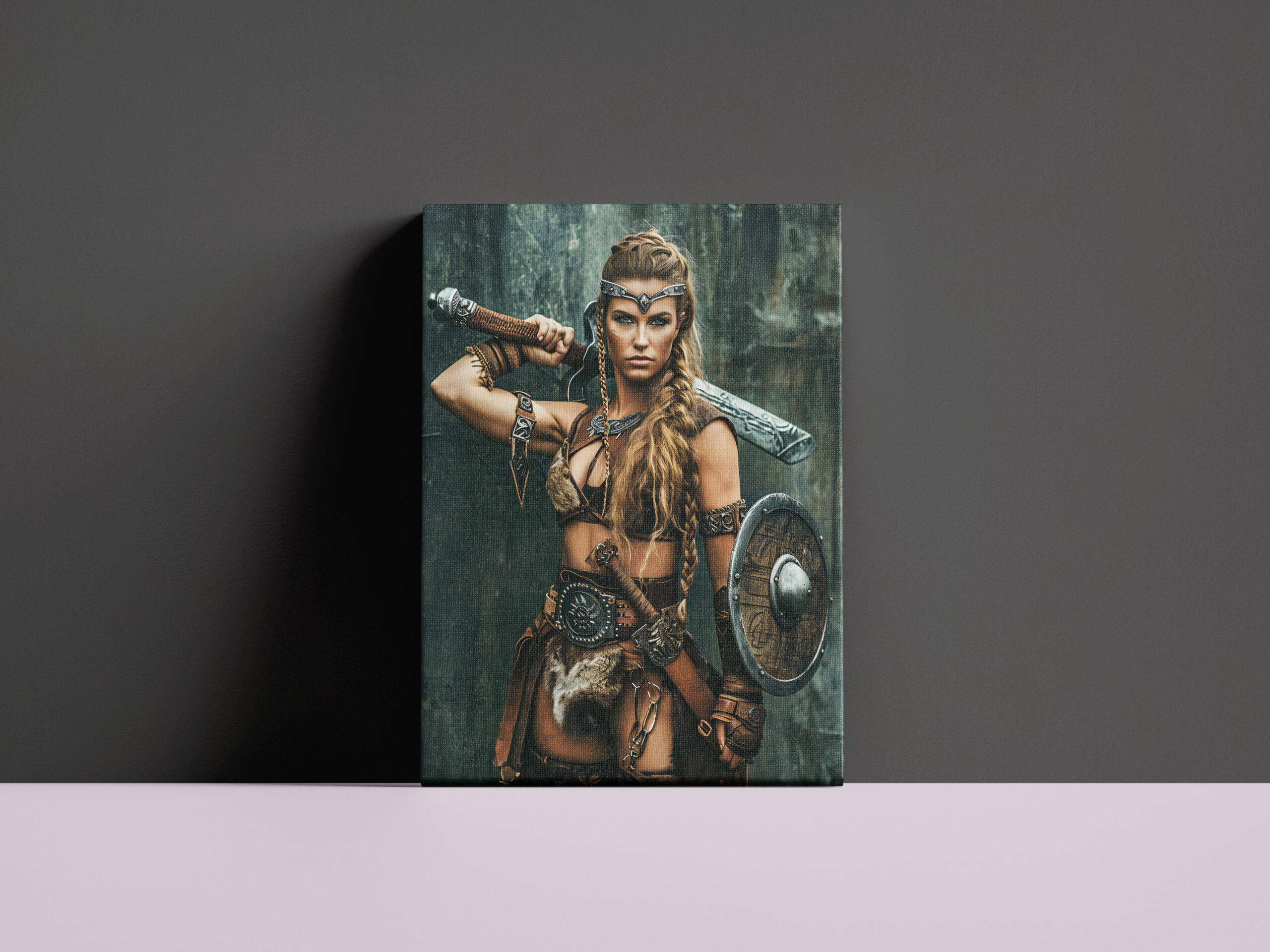 raxxa Canva: Nordic Warrior Woman Holding Her Sword With Determination