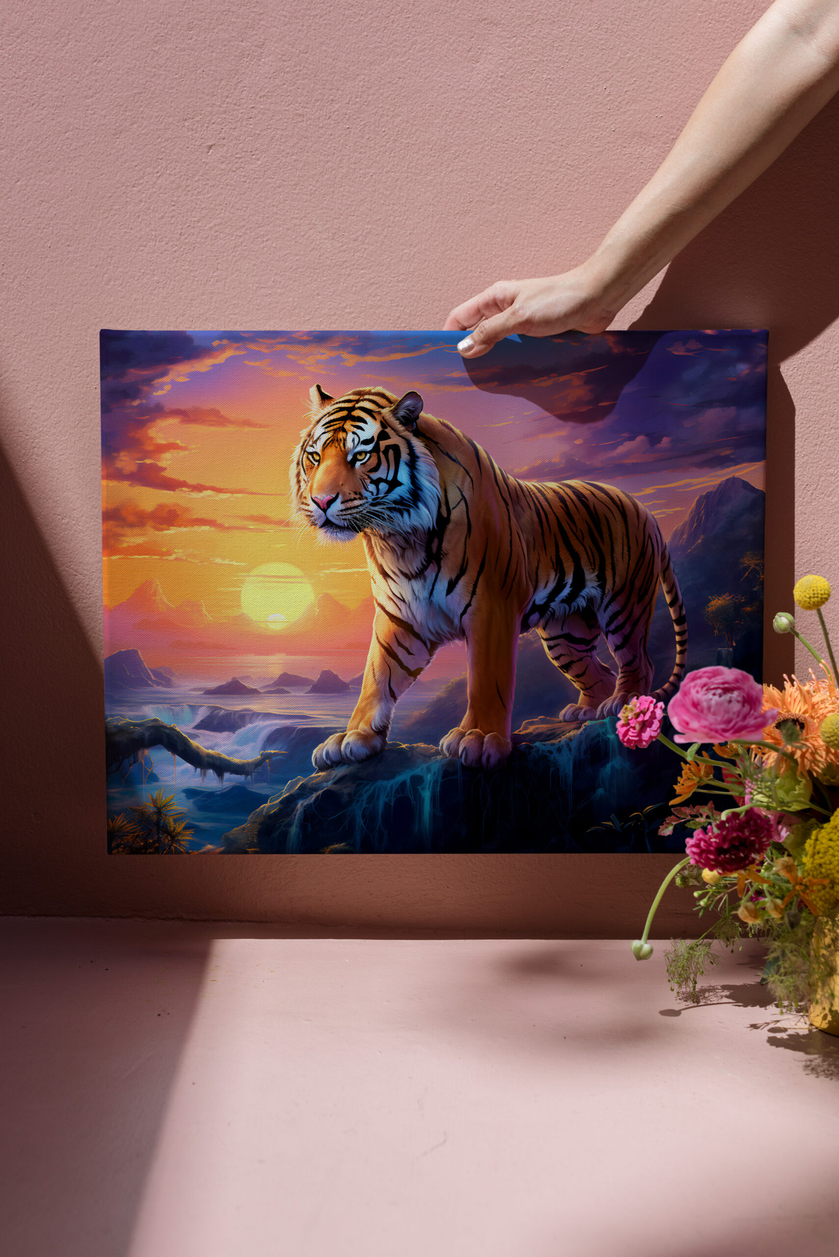 raxxa Canva: Majestic Tiger Chinese Zodiac Artistry. Sunset