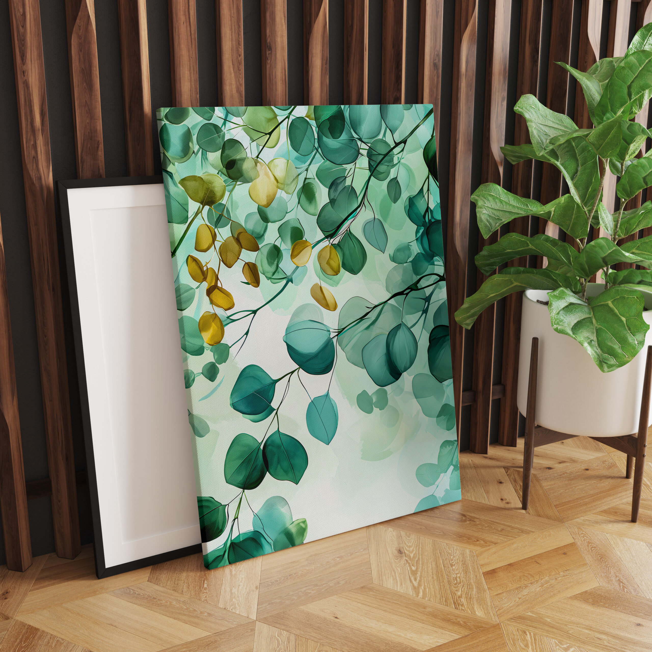 raxxa Canva: Green Watercolor Leaf With Cool Soft Gradients