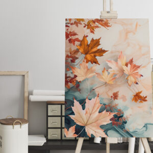 raxxa Canva: Pastel-Colored Watercolor Illustration of Vibrant maple Leaves
