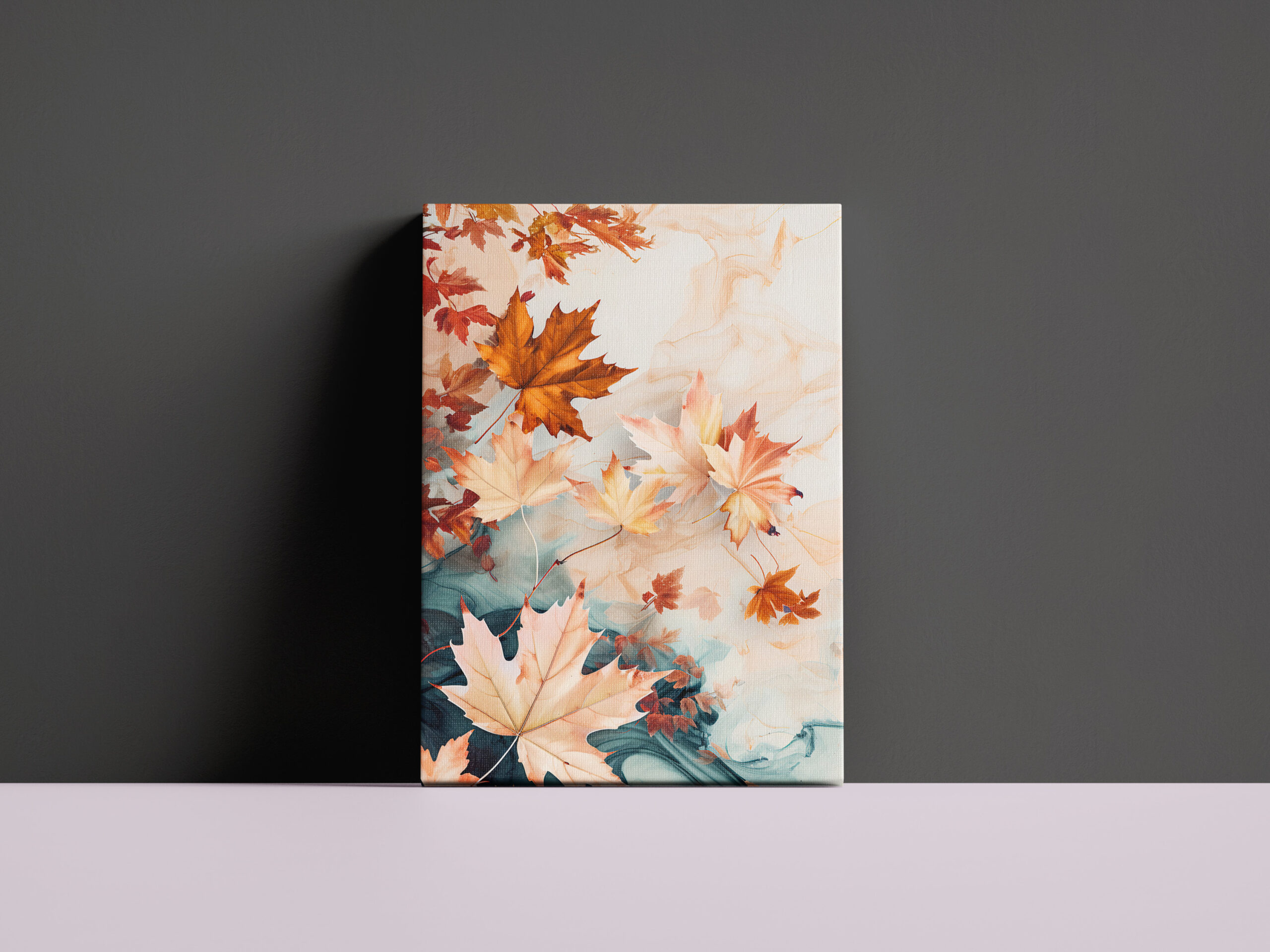 raxxa Canva: Pastel-Colored Watercolor Illustration of Vibrant maple Leaves – Bild 3