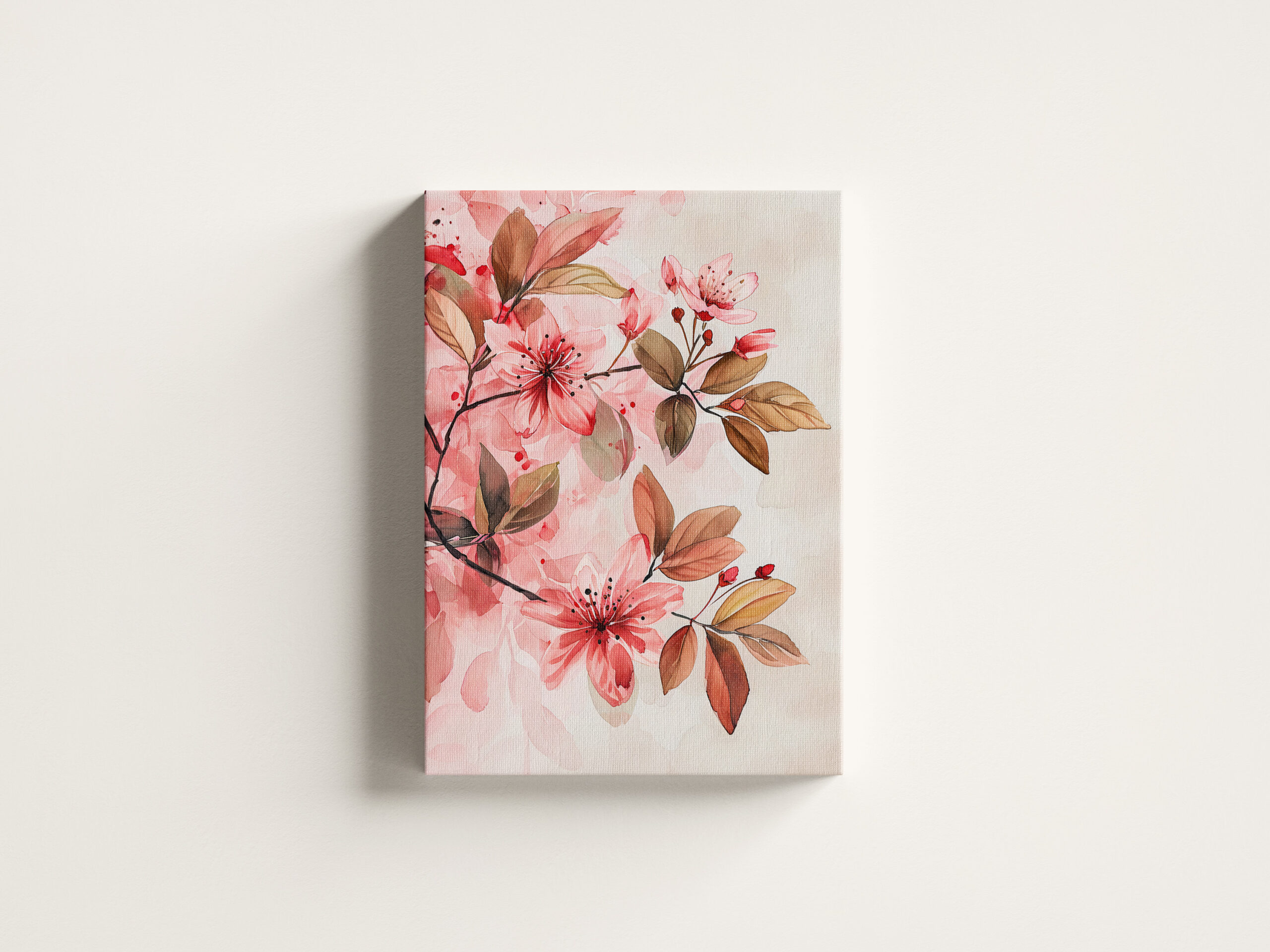 raxxa Canva: Pink Watercolor Blossoms With Soft Brown Leaves - Image 3