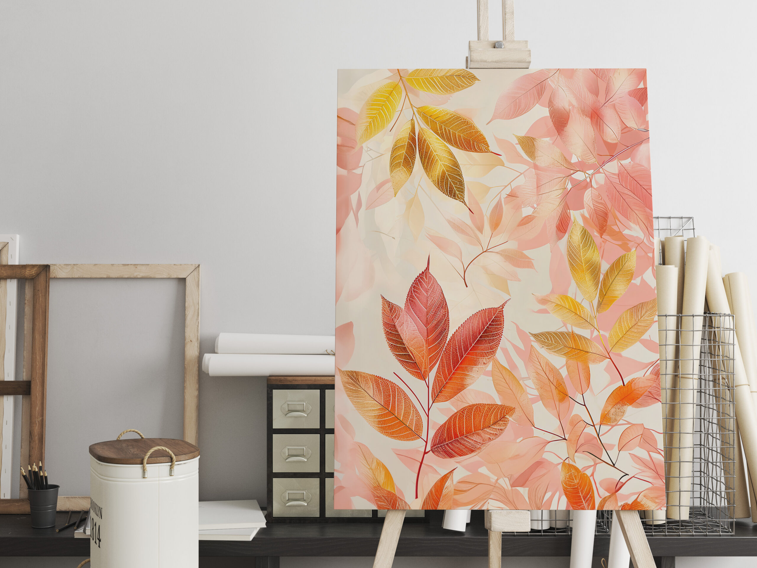 raxxa Canva: Watercolor Leaf In Warm Autumn Tones – Bild 2